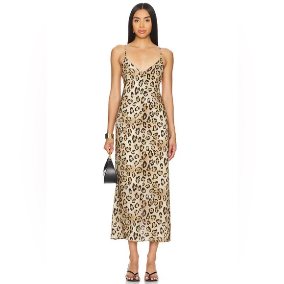 PQ Swim Dresses & Skirts - Revolve Amelia Slip Leopard Animal Print Metallic Slip Dress size XS/Small NWT